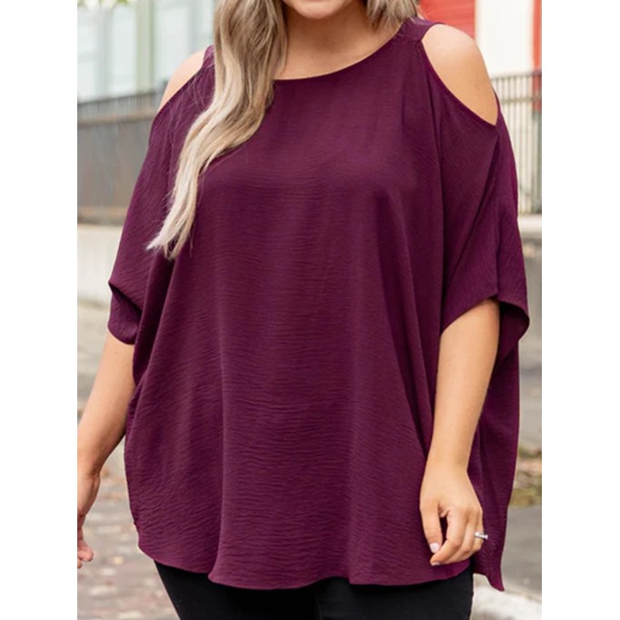 Hollow Off Shoulder Short Sleeve T-shirt