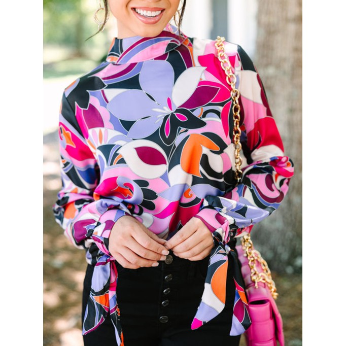 Hot Pink Abstract Blouse
