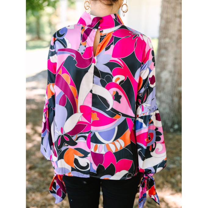 Hot Pink Abstract Blouse