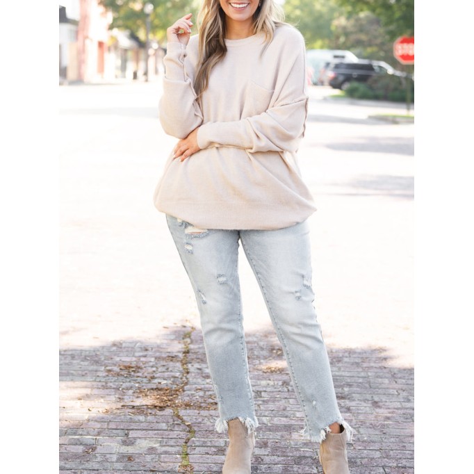 Knitted Pocket Loose Sweater