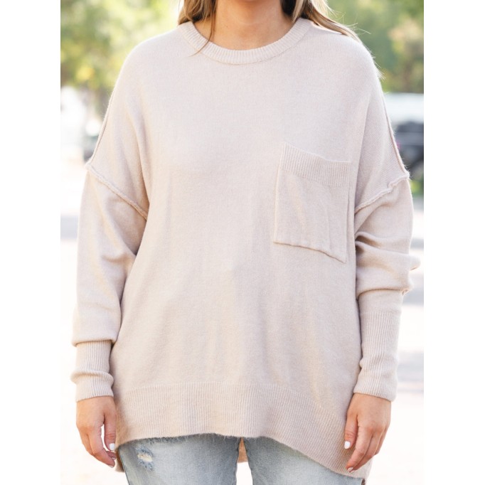 Knitted Pocket Loose Sweater