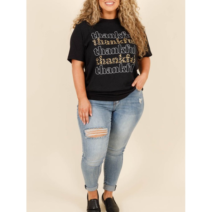 Leopard print and white letter T-shirt