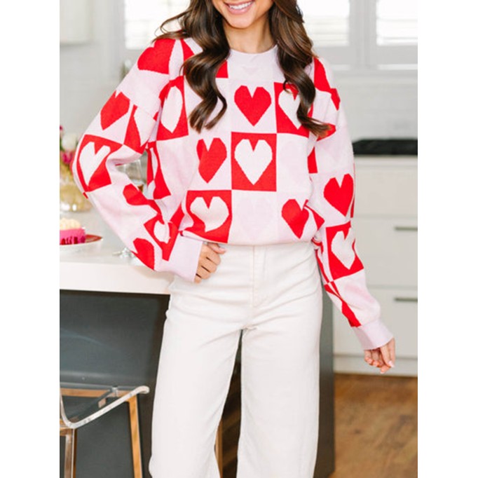 Shine Red Heart Sweater
