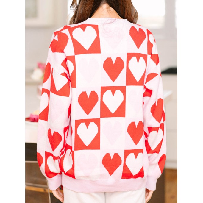 Shine Red Heart Sweater