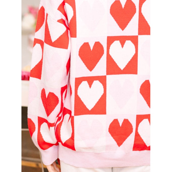Shine Red Heart Sweater