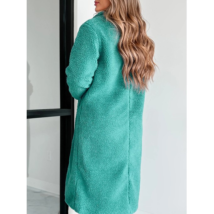 Long green teddy coat