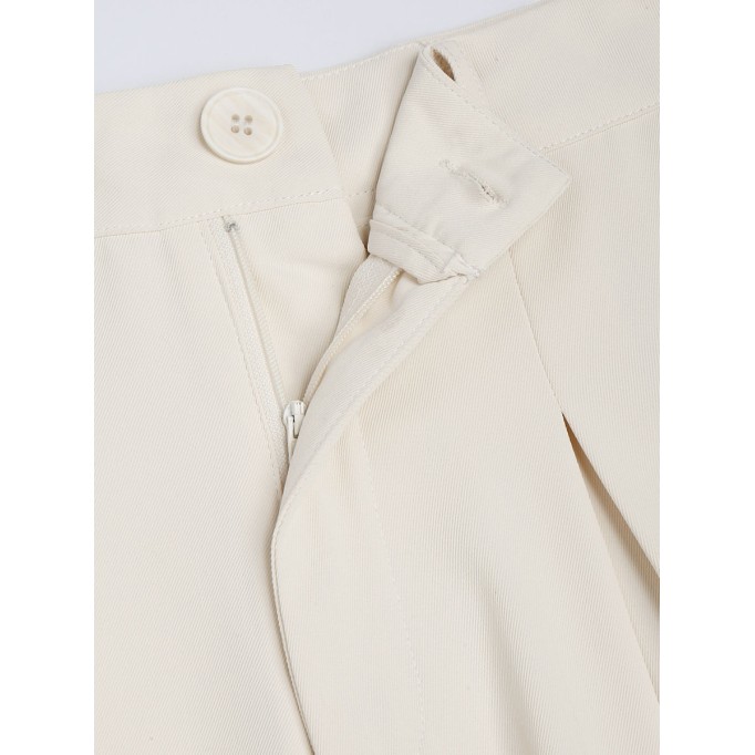 Milk Tea Pleated Wide Leg Trousers