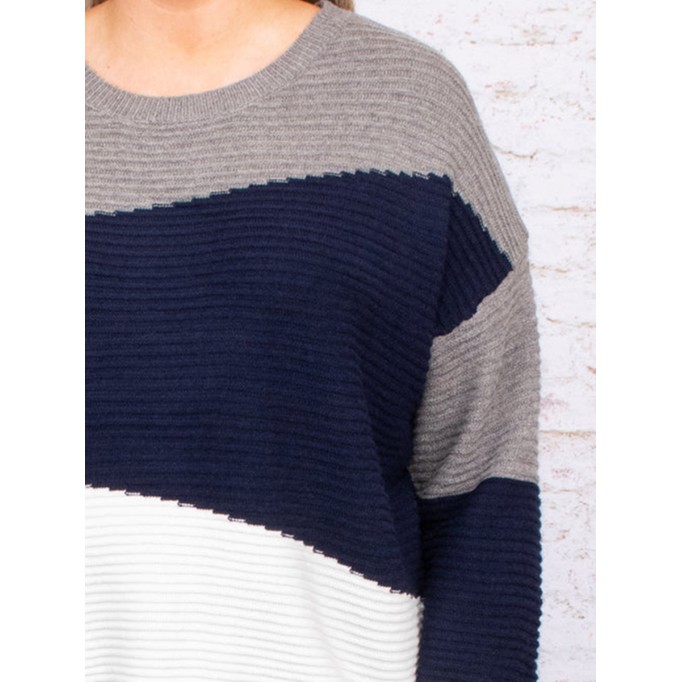 Multi color patchwork loose knit sweater