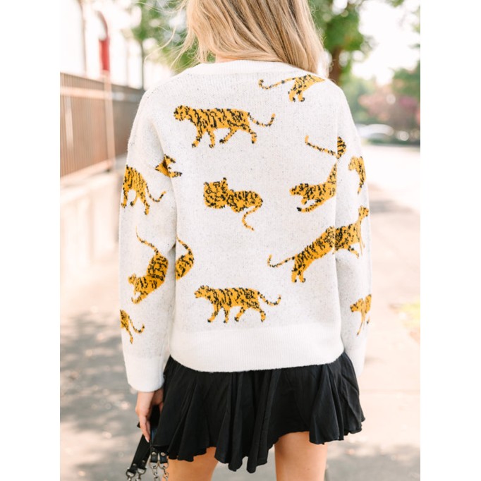 Ivory White Tiger Sweater