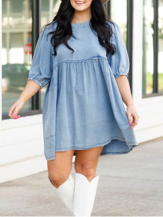 Open back denim loose fitting dress