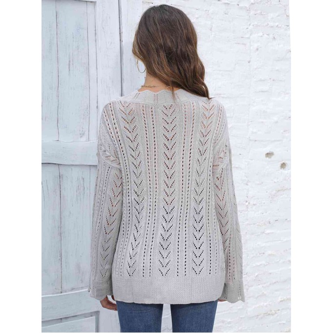 Openwork V-Neck Sweater