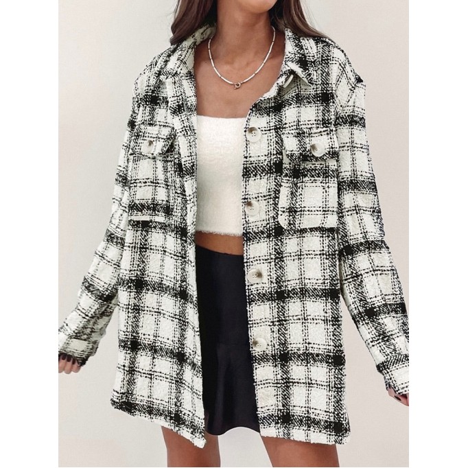 Oversized Plaid Pattern Flannel Shacket