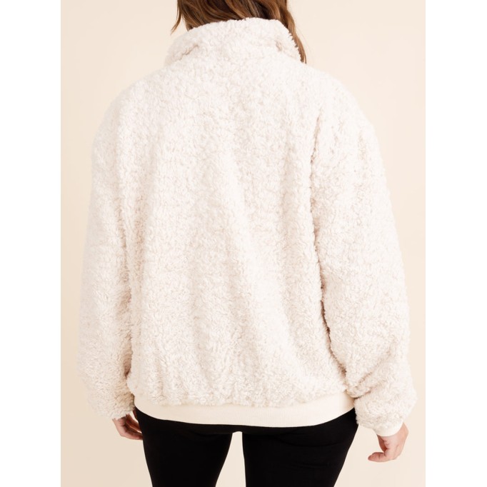 Plush light apricot patchwork ribbed jacket