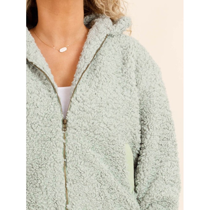 Plush light green patchwork ribbed jacket