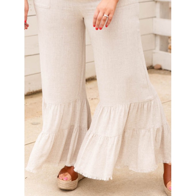 Pocket hem layered flared pants