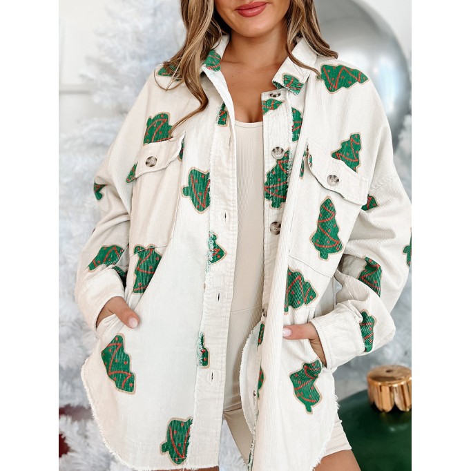 Printed Christmas tree coat