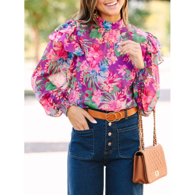 Purple Floral Blouse