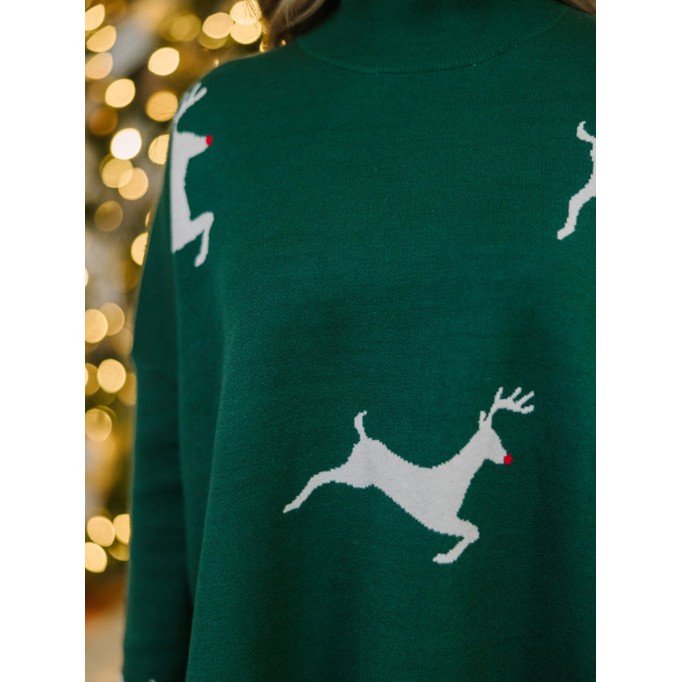 Emerald Green Reindeer Sweater
