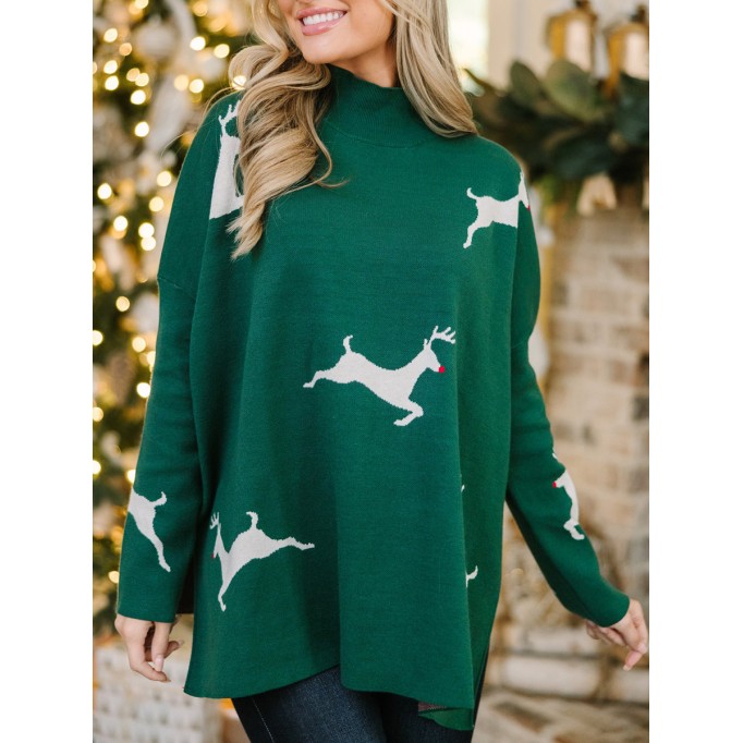 Emerald Green Reindeer Sweater