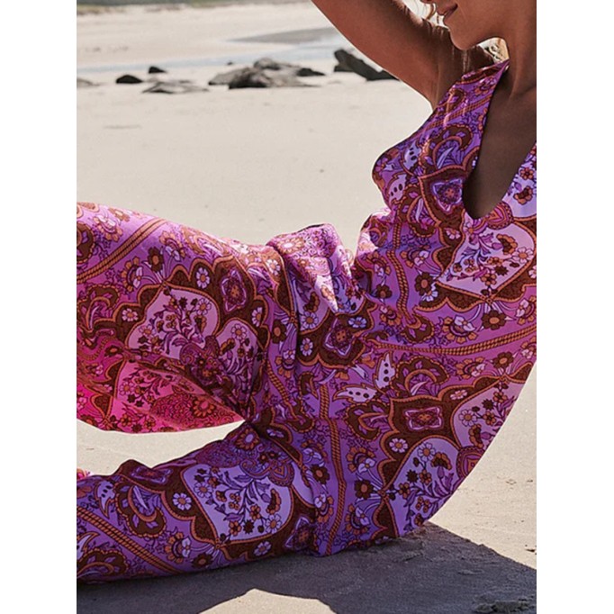 Red floral camisole jumpsuit