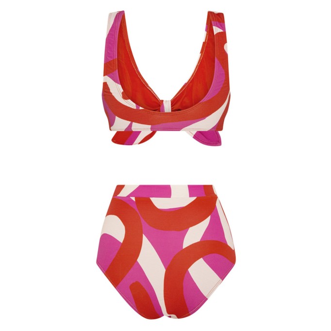 Red ladies sexy chest strap design bikini set 2-piece set