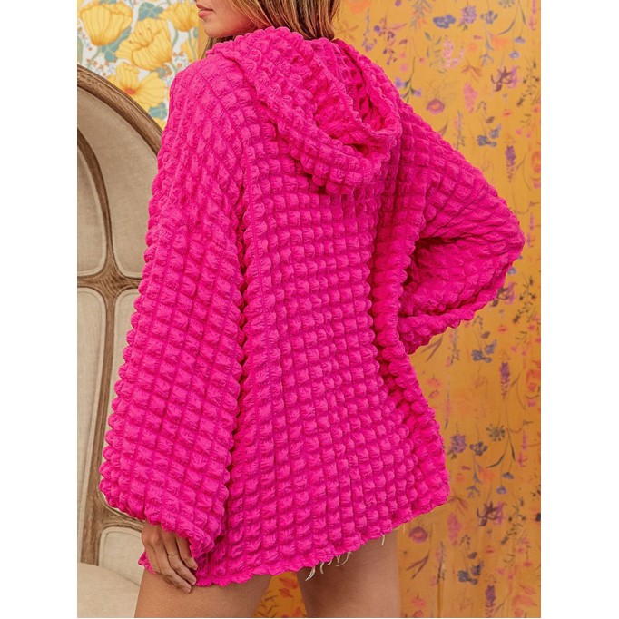 Rose Bubble Textured Waffle Hoodie