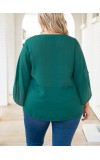 RUFFLE CROSS SLEEVE V-NECK Short Sleeve Shirt