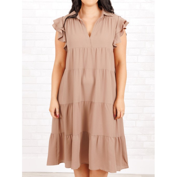 Ruffled Short Sleeve Loose fitting Dress