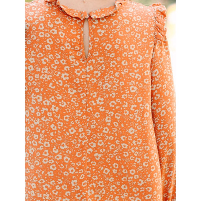 Rust Orange Floral Shirt
