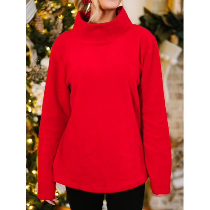 Red Mock Neck Sweater