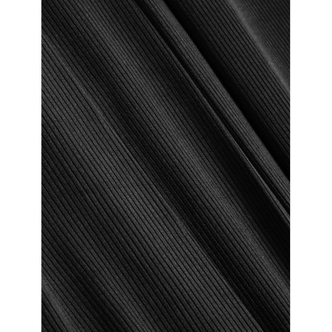 Solid Elastic Waist Wide Leg Pants