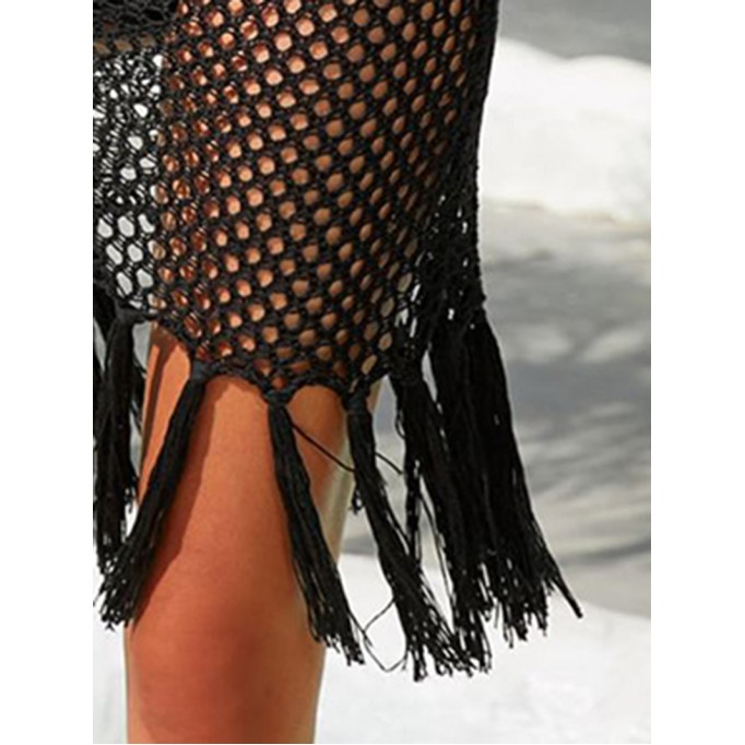 Spaghetti Strap Fringe Detail Cover-Up Dress