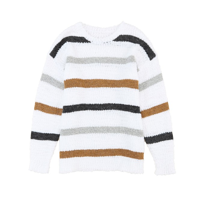 Striped Popcorn Knit Sweater