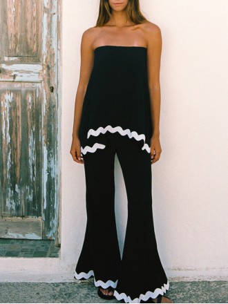 Summer ladies vacation top + pants 2 piece set