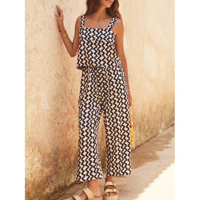 Summer women's vacation halter top + Pants 2-piece set