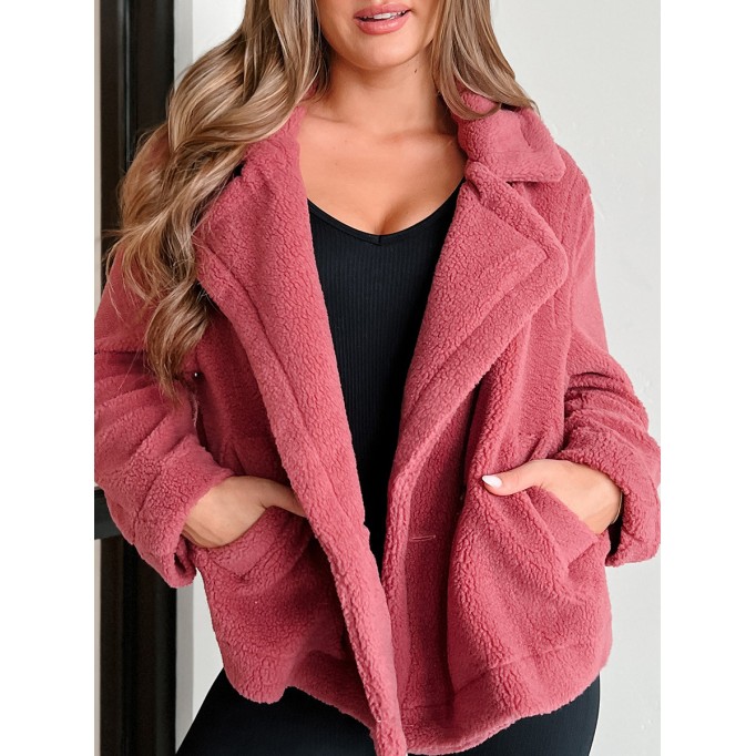 Lapel Long sleeve fleece jacket