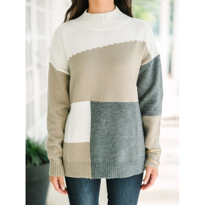 Gray Colorblock Sweater