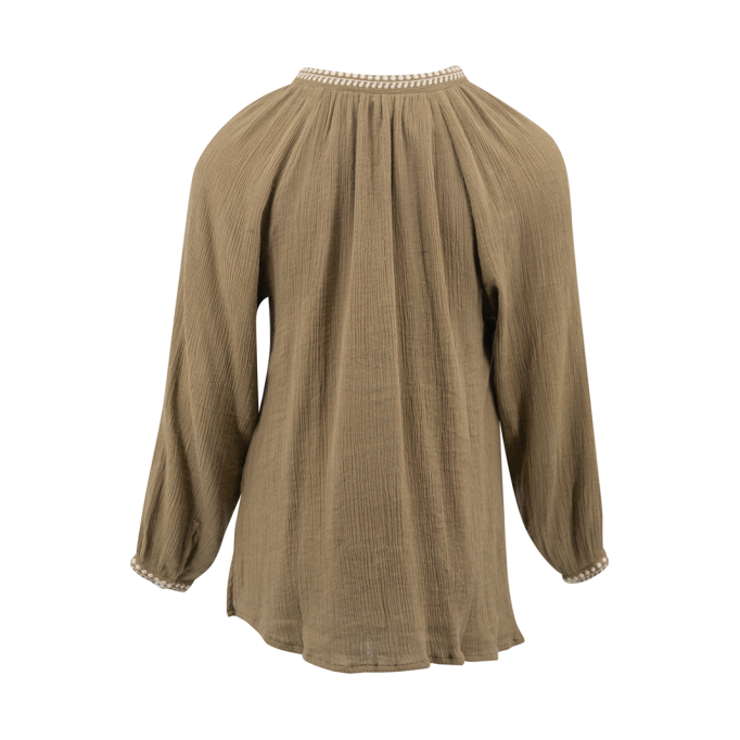 V-neck bubble sleeve blouse
