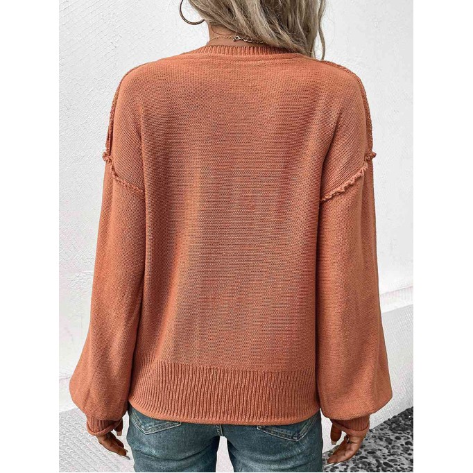 V-Neck Exposed Seam Sweater