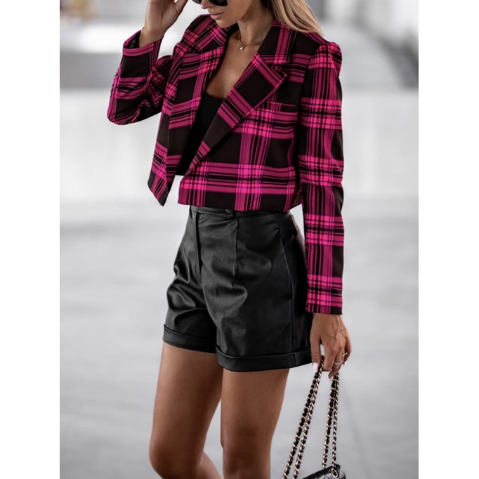 Women Casual Elegant Plaid Jacket Coat