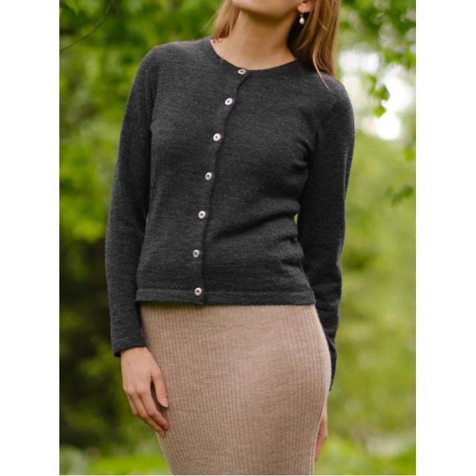 Women's black woven wool sweater