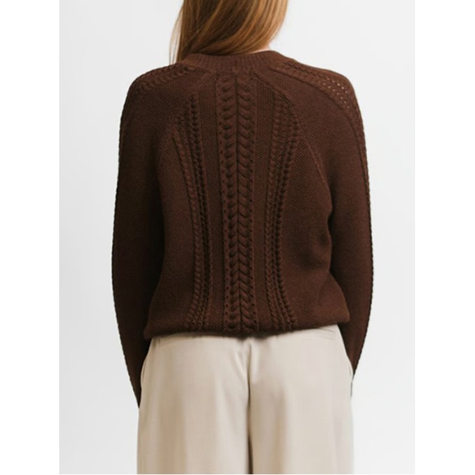 Women's brown woven cardigan