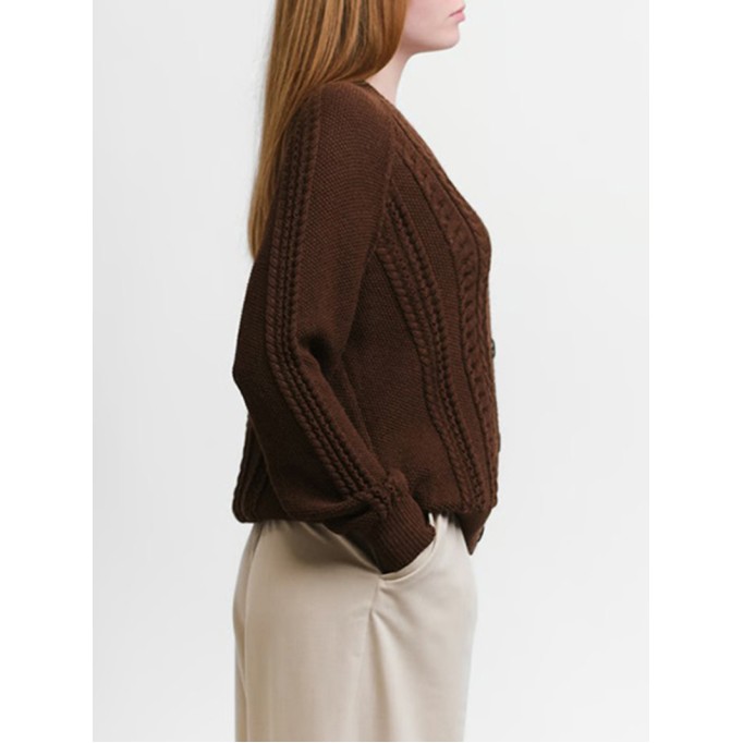 Women's brown woven cardigan