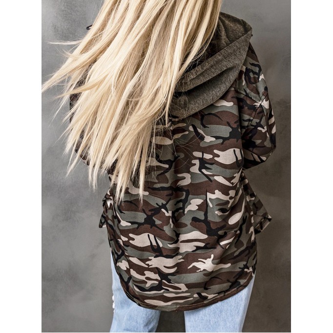 Women's Casual Camouflage Hooded Jacket