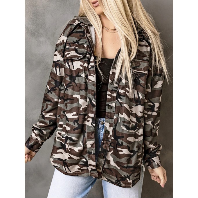 Women's Casual Camouflage Hooded Jacket