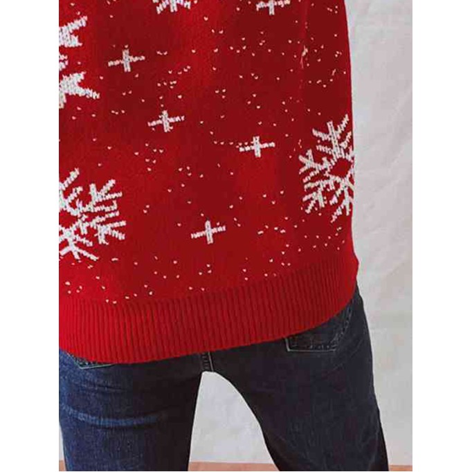 Women's Casual Christmas Snowflake Long Sleeve Sweater