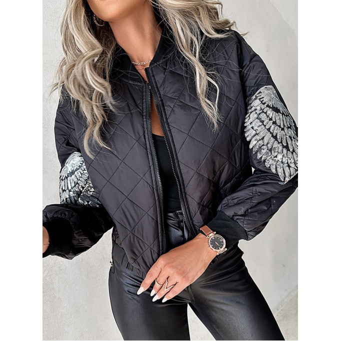 Women's Casual Sequined Wings Pattern Jacket