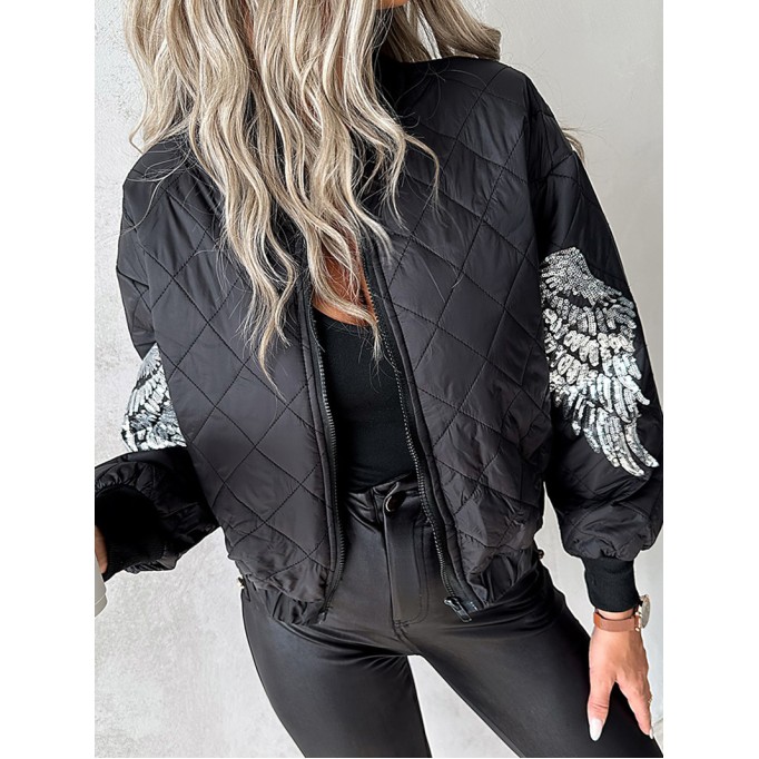Women's Casual Sequined Wings Pattern Jacket