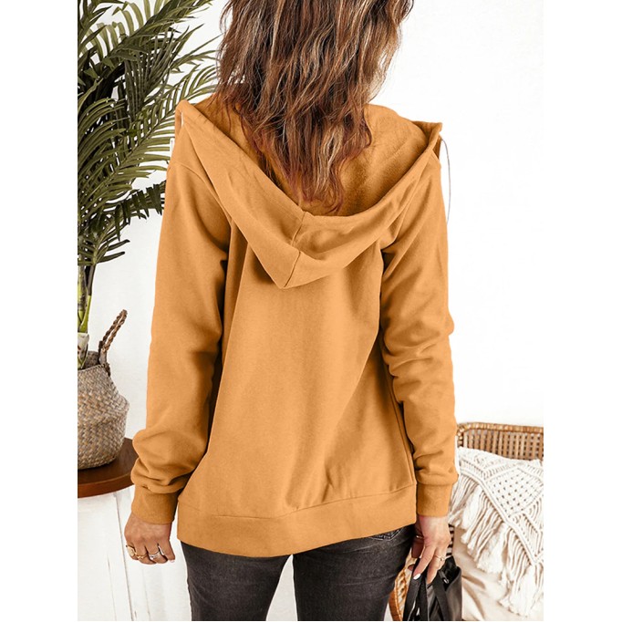 Women's casual solid color hooded jacket