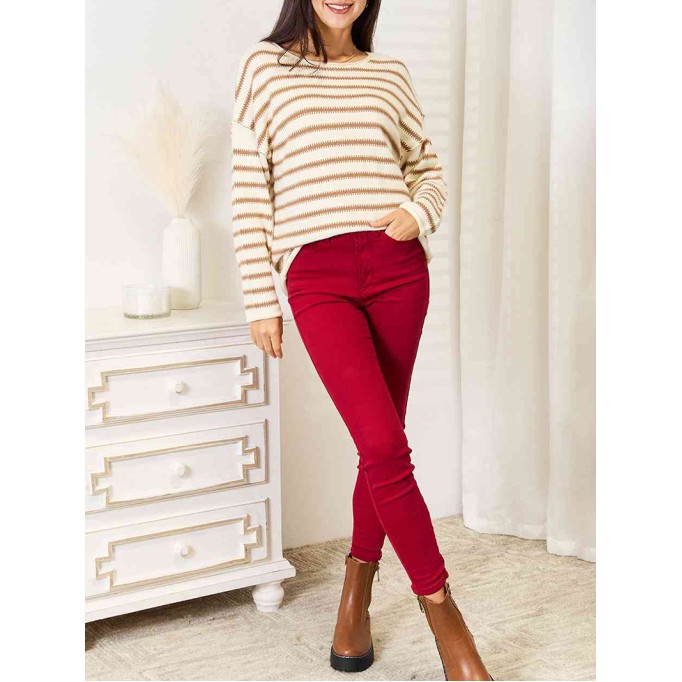 Women's Casual Striped Long Sleeve Sweater